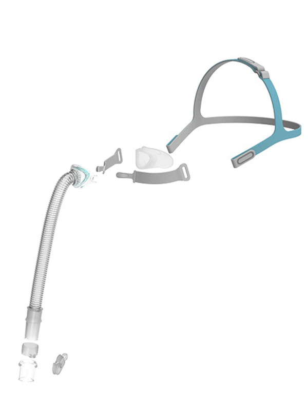 BMC N6 Burun Altı Yastıkçık CPAP Maskesi, kafa bandı takılı ve minimalist tasarımıyla