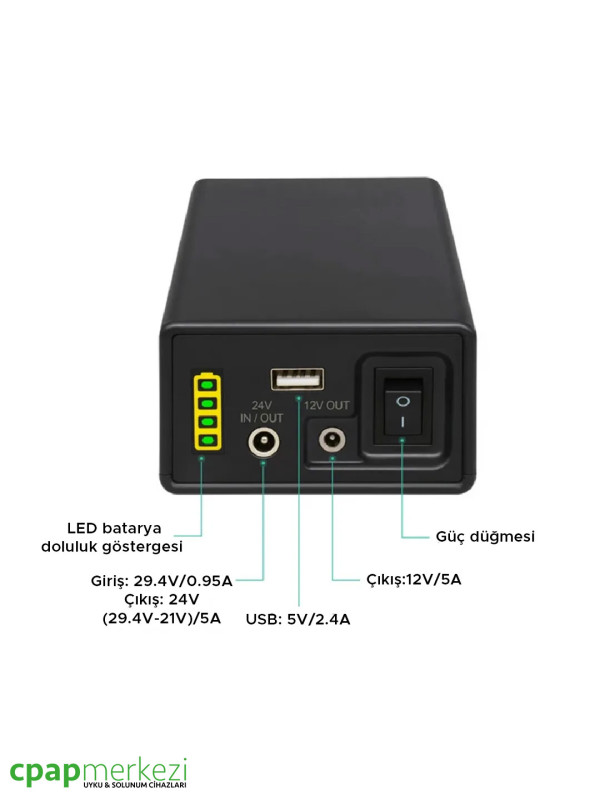 ResMed S9 Serisi CPAP Cihazı Batarya Max Power 6400 mAh PB240B1 ResMed S9 Serisi CPAP Cihazı Batarya Max Power 6400 mAh PB240B1